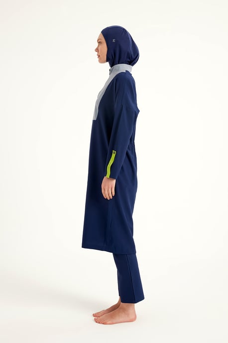 Marineblauer, vollständig bedeckender, bescheidener Badeanzug – Burkini mit verstellbarer Passform - Image 5