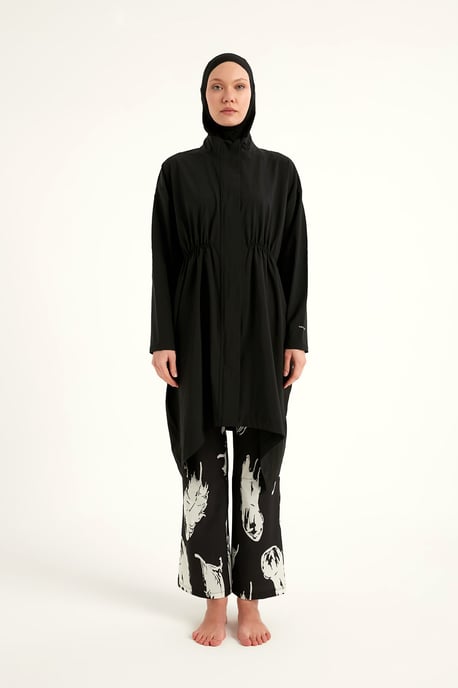 Schwarzes Premium-Badebekleidungsset mit asymmetrischem Schnitt und vollständiger Abdeckung - Image 3