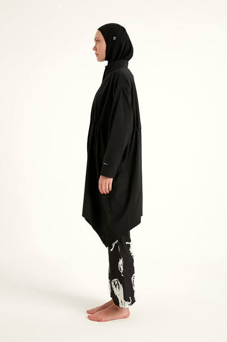 Schwarzes Premium-Badebekleidungsset mit asymmetrischem Schnitt und vollständiger Abdeckung - Image 4