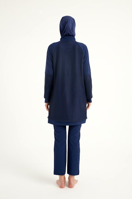 Marineblaues Burkini-Set mit vollständiger Abdeckung und bescheidener Badebekleidung - Image 6
