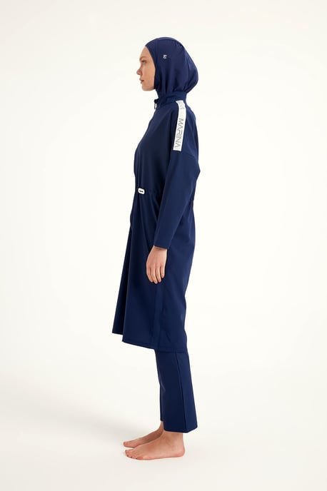 Marineblaues Burkini-Set mit vollständiger Abdeckung und bescheidener Badebekleidung - Image 4