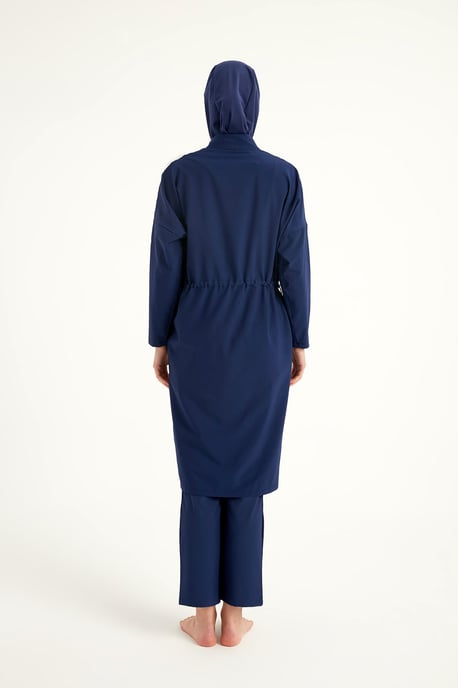 Marineblaues Burkini-Set mit vollständiger Abdeckung und bescheidener Badebekleidung - Image 5