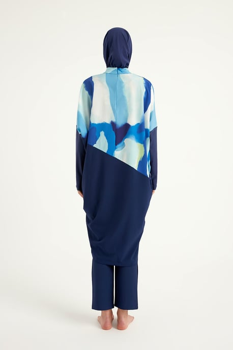 Marineblaues Burkini-Set mit vollständiger Abdeckung und bescheidener Badebekleidung - Image 5