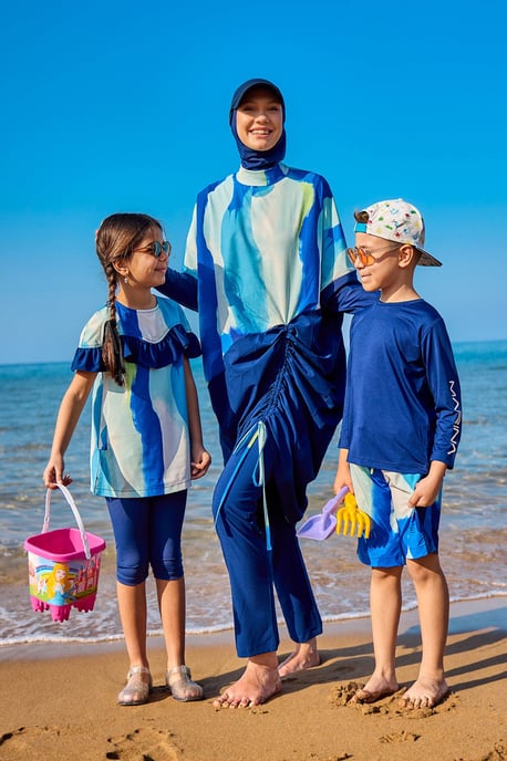 Marineblaues Burkini-Set mit vollständiger Abdeckung und bescheidener Badebekleidung - Image 6