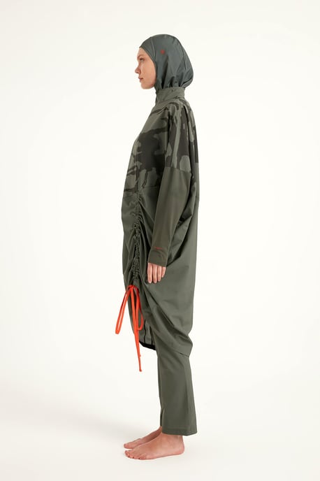 Khakifarbenes Burkini-Set mit vollständiger Abdeckung und bescheidener Badebekleidung - Image 5
