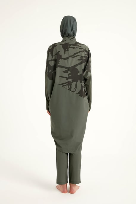Khakifarbenes Burkini-Set mit vollständiger Abdeckung und bescheidener Badebekleidung - Image 6