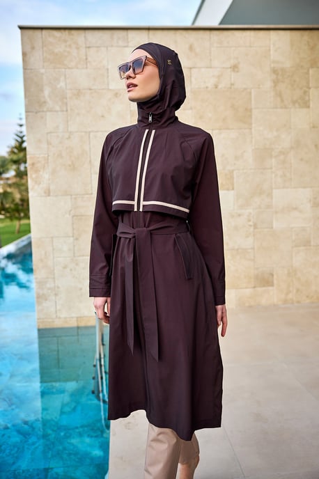 Marina Brown, vollständig bedeckendes, bescheidenes Burkini-Bademode-Set - Image 2