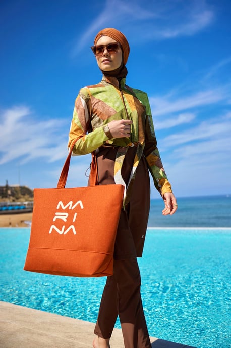 Braunes Burkini-Set mit vollständiger Abdeckung und schlichter Bademode - Image 2