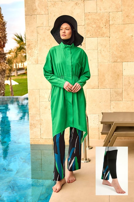 Grünes Hochleistungs-Burkini-Set mit vollständiger Abdeckung - Image 1