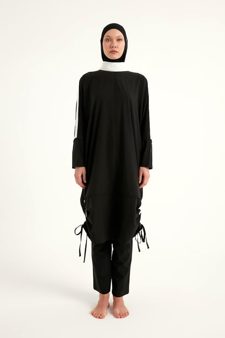 Schwarzes Burkini-Set mit vollständiger Abdeckung und bescheidener Badebekleidung - Image 5