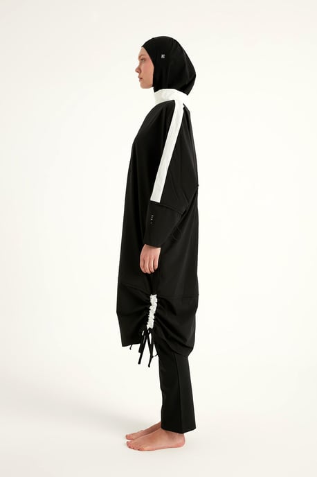 Schwarzes Burkini-Set mit vollständiger Abdeckung und bescheidener Badebekleidung - Image 6