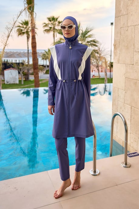 Marina Full Coverage Modest Badeanzug in Indigo - Image 3