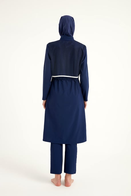 Marineblaues Burkini-Set mit vollständiger Abdeckung und bescheidener Badebekleidung - Image 6