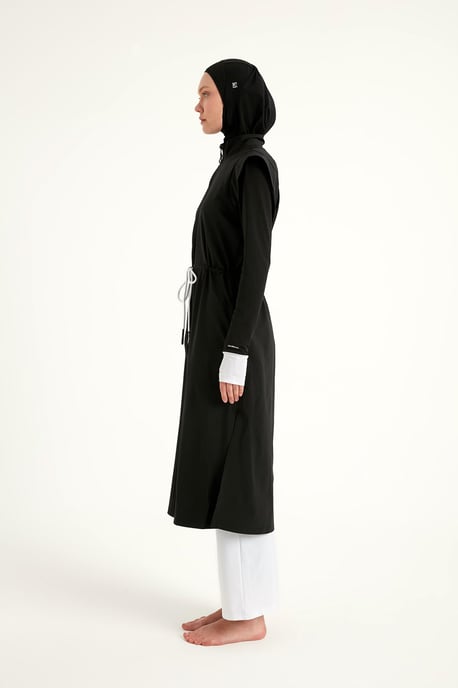 Schwarzes Burkini-Set mit vollständiger Abdeckung für islamische Badebekleidung - Image 5