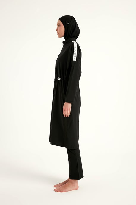 Schwarzes Burkini-Set mit vollständiger Abdeckung und bescheidener Badebekleidung - Image 5