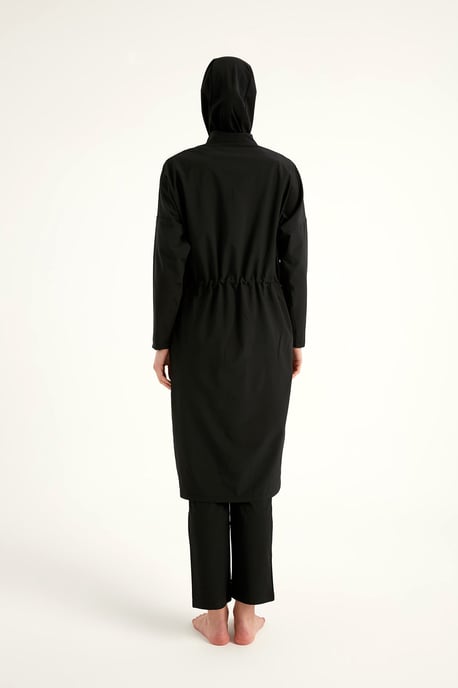 Schwarzes Burkini-Set mit vollständiger Abdeckung und bescheidener Badebekleidung - Image 6