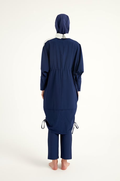 Marineblaues Burkini-Set mit vollständiger Abdeckung und bescheidener Badebekleidung - Image 6