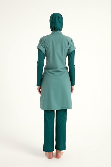 Olive Modest Burkini-Set – Badebekleidung mit hohem Kragen und voller Abdeckung - Image 5