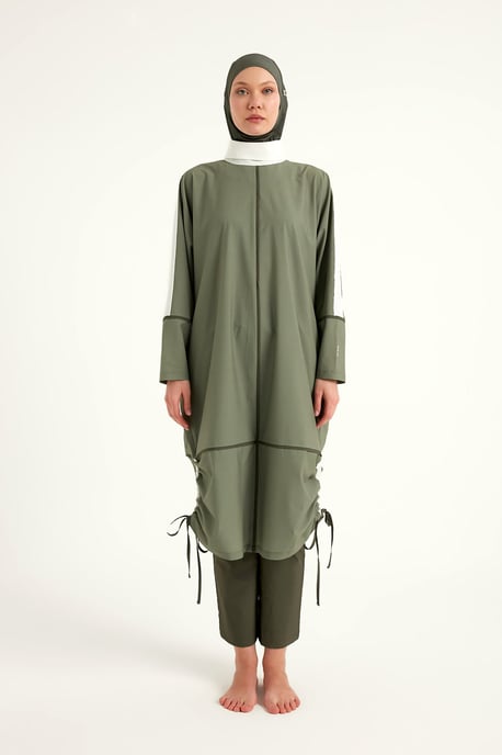 Khaki Modest Full Coverage Badeanzug – Islamisches Burkini-Set - Image 3