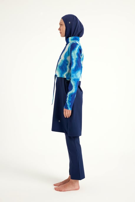 Marineblaues Burkini-Set mit vollständiger Abdeckung und bescheidener Badebekleidung - Image 6