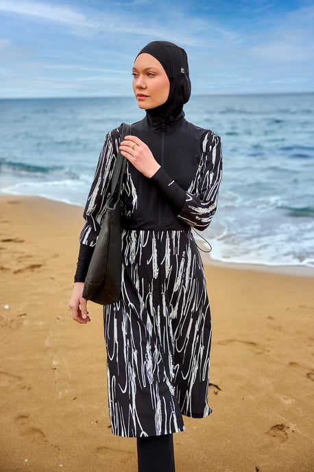 Schwarzes Burkini-Set mit vollständiger Abdeckung für Badebekleidung - Image 2