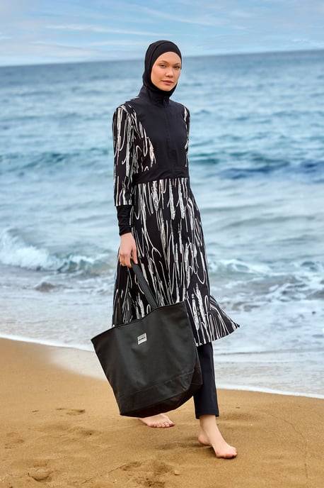 Schwarzes Burkini-Set mit vollständiger Abdeckung für Badebekleidung - Image 3