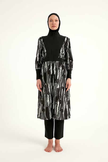 Schwarzes Burkini-Set mit vollständiger Abdeckung für Badebekleidung - Image 6