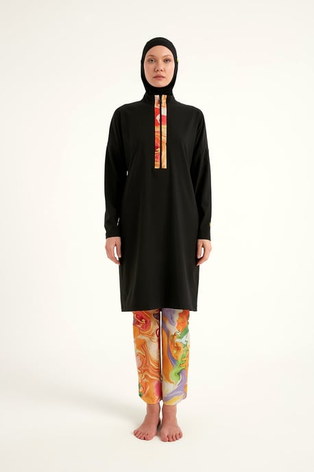 Schwarzes Burkini-Set mit vollständiger Abdeckung für Badebekleidung - Image 2