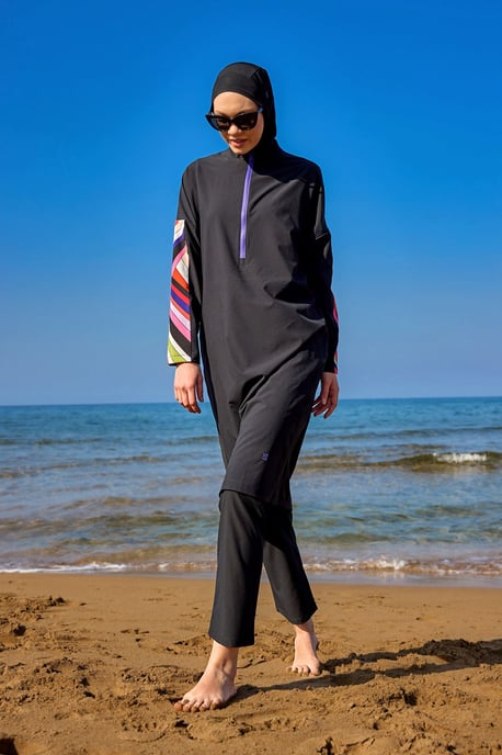 Schwarzes Burkini-Set mit vollständiger Abdeckung für Badebekleidung - Image 1