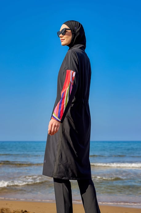 Schwarzes Burkini-Set mit vollständiger Abdeckung für Badebekleidung - Image 2