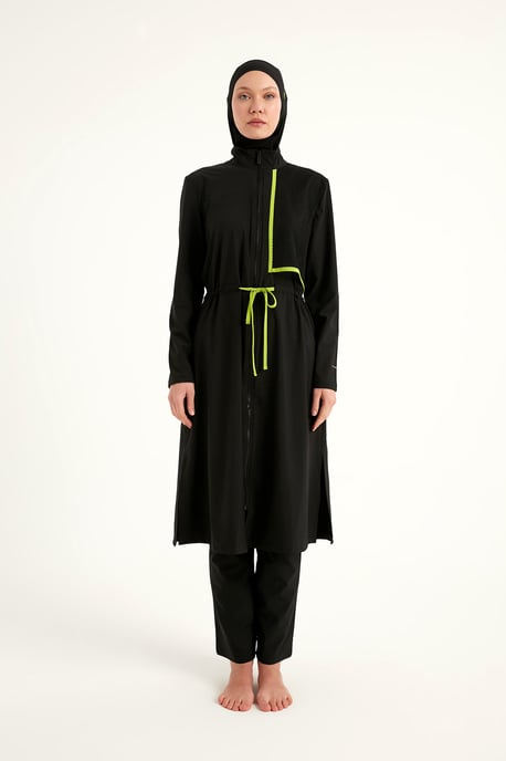 Schwarzes Burkini-Set mit vollständiger Abdeckung und bescheidener Badebekleidung - Image 4