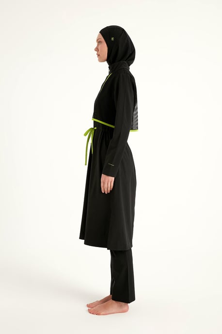 Schwarzes Burkini-Set mit vollständiger Abdeckung und bescheidener Badebekleidung - Image 5