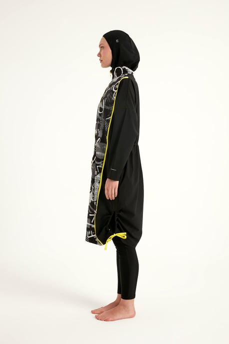 Schwarzes Burkini-Set mit vollständiger Abdeckung und bescheidener Badebekleidung - Image 5