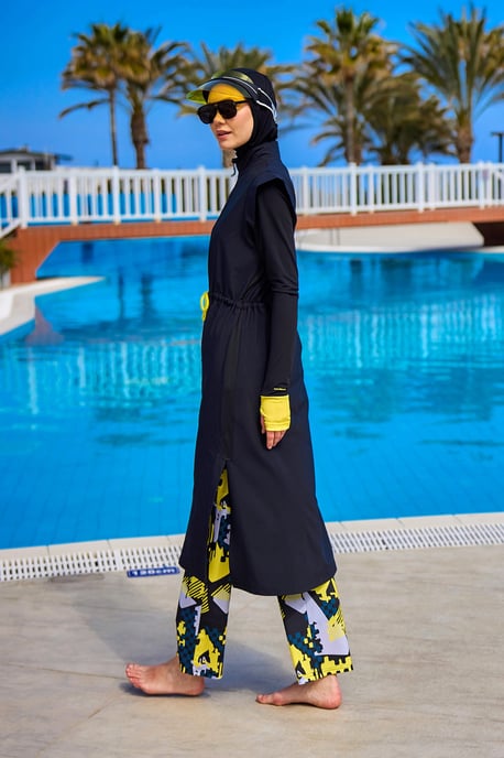 Schwarzes Burkini-Set für islamische Badebekleidung mit vollständiger Abdeckung von Marina - Image 2