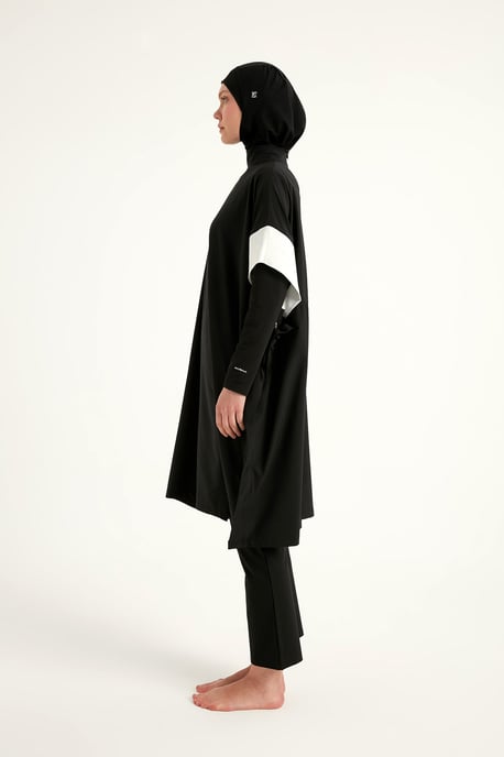 Schwarzes Burkini-Set, vollständig bedeckende, bescheidene islamische Badebekleidung - Image 5