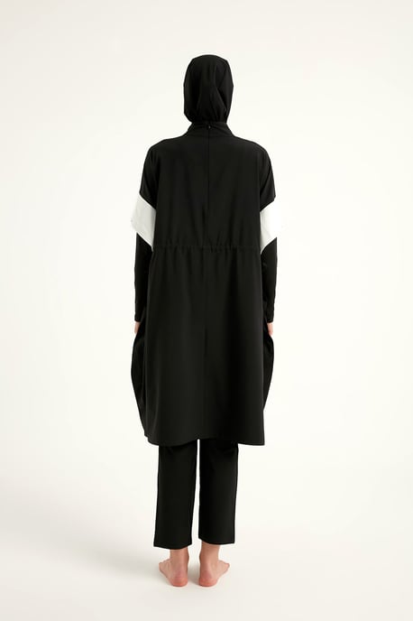 Schwarzes Burkini-Set, vollständig bedeckende, bescheidene islamische Badebekleidung - Image 6