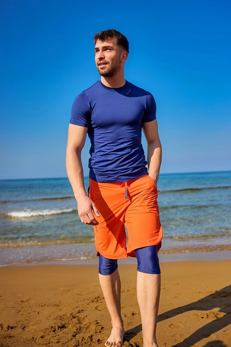 Marina Orange Modest Badeshorts für Herren - Image 2