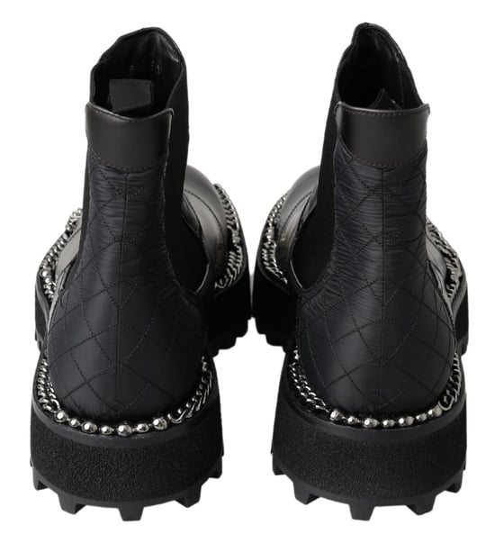Dolce & Gabbana Schwarze Leder Slip-On Stretch Stiefel - Image 6