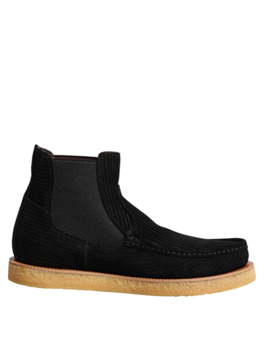 Dolce & Gabbana Schwarze Kalbvelours Slip-On Ankle Boots Schuhe - Image 1
