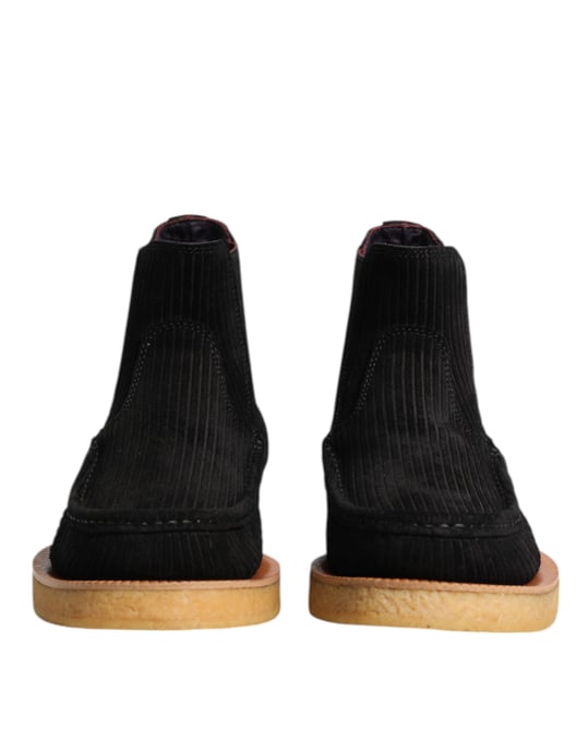 Dolce & Gabbana Schwarze Kalbvelours Slip-On Ankle Boots Schuhe - Image 2