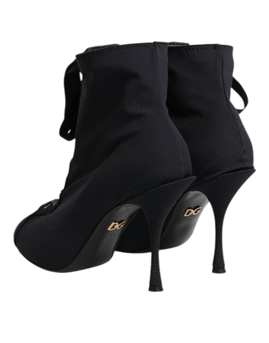 Dolce & Gabbana Schwarze Stiletto-Absatz Schnürstiefel Schuhe - Image 5