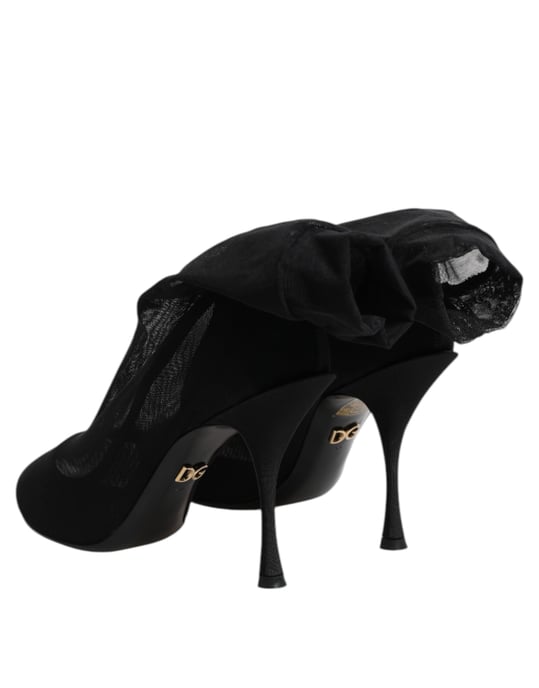 Dolce & Gabbana Schwarze Seiden-Stretch-Mesh-Strumpfstiefel Schuhe - Image 5