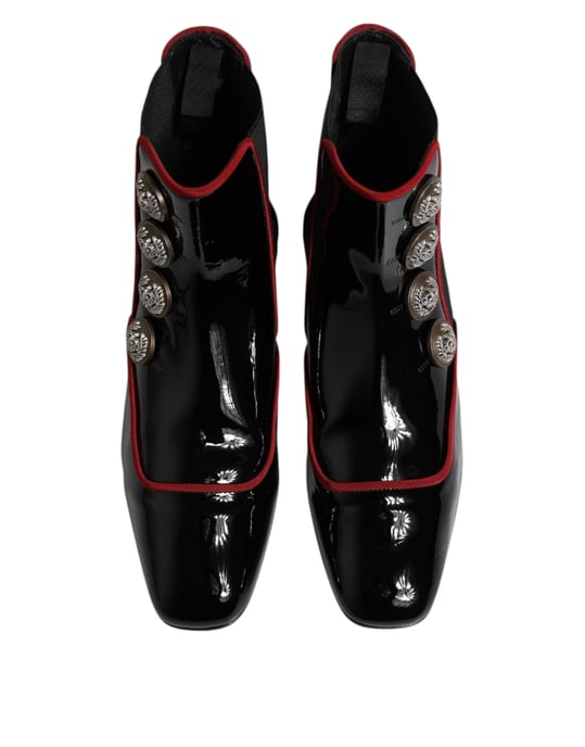 Dolce & Gabbana Schwarze Jackie Knopf Chelsea Boots Schuhe - Image 3