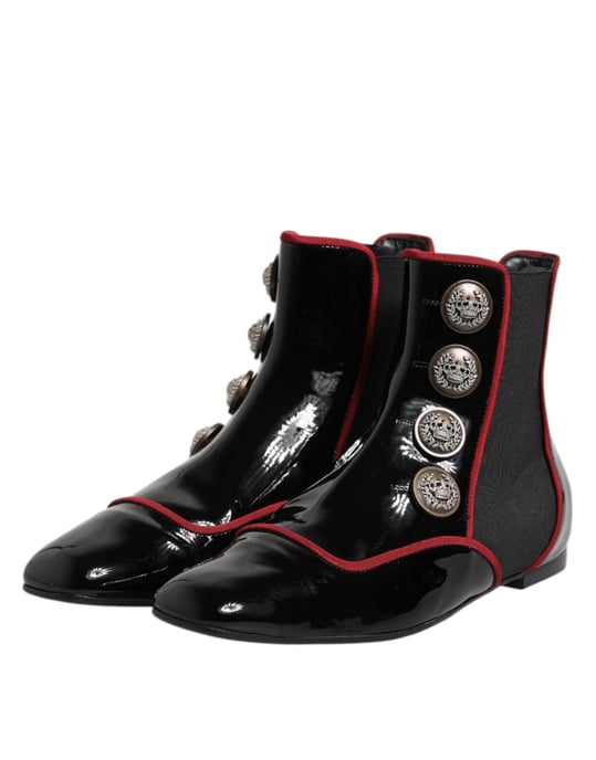 Dolce & Gabbana Schwarze Jackie Knopf Chelsea Boots Schuhe - Image 4