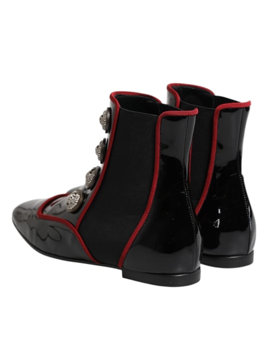Dolce & Gabbana Schwarze Jackie Knopf Chelsea Boots Schuhe - Image 5