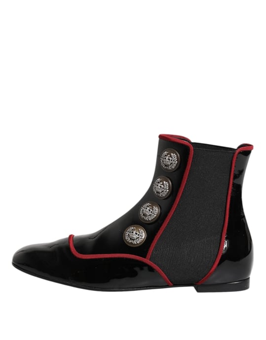 Dolce & Gabbana Schwarze Jackie Knopf Chelsea Boots Schuhe - Image 6