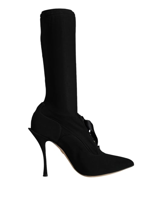 Dolce & Gabbana Schwarze Stiletto-Absatz Stiefel Halbhochschuhe - Image 1