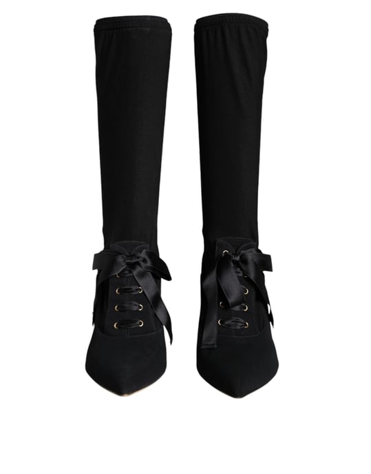 Dolce & Gabbana Schwarze Stiletto-Absatz Stiefel Halbhochschuhe - Image 2