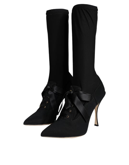 Dolce & Gabbana Schwarze Stiletto-Absatz Stiefel Halbhochschuhe - Image 3