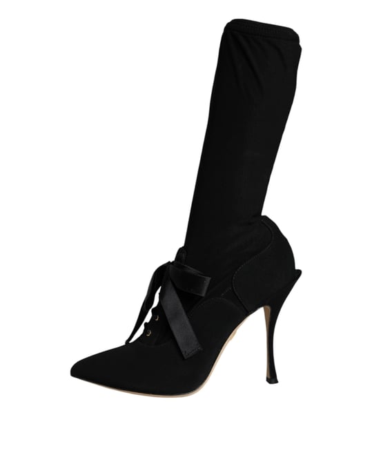 Dolce & Gabbana Schwarze Stiletto-Absatz Stiefel Halbhochschuhe - Image 4